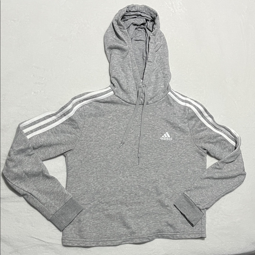 Adidas Heather Gray Hoodie with White Accents